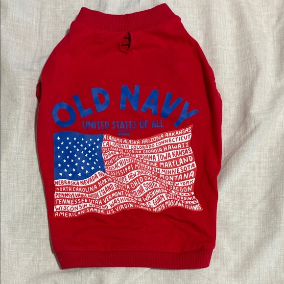 Old Navy Red USA Flag Dog Shirt Size Small - Picture 1 of 5